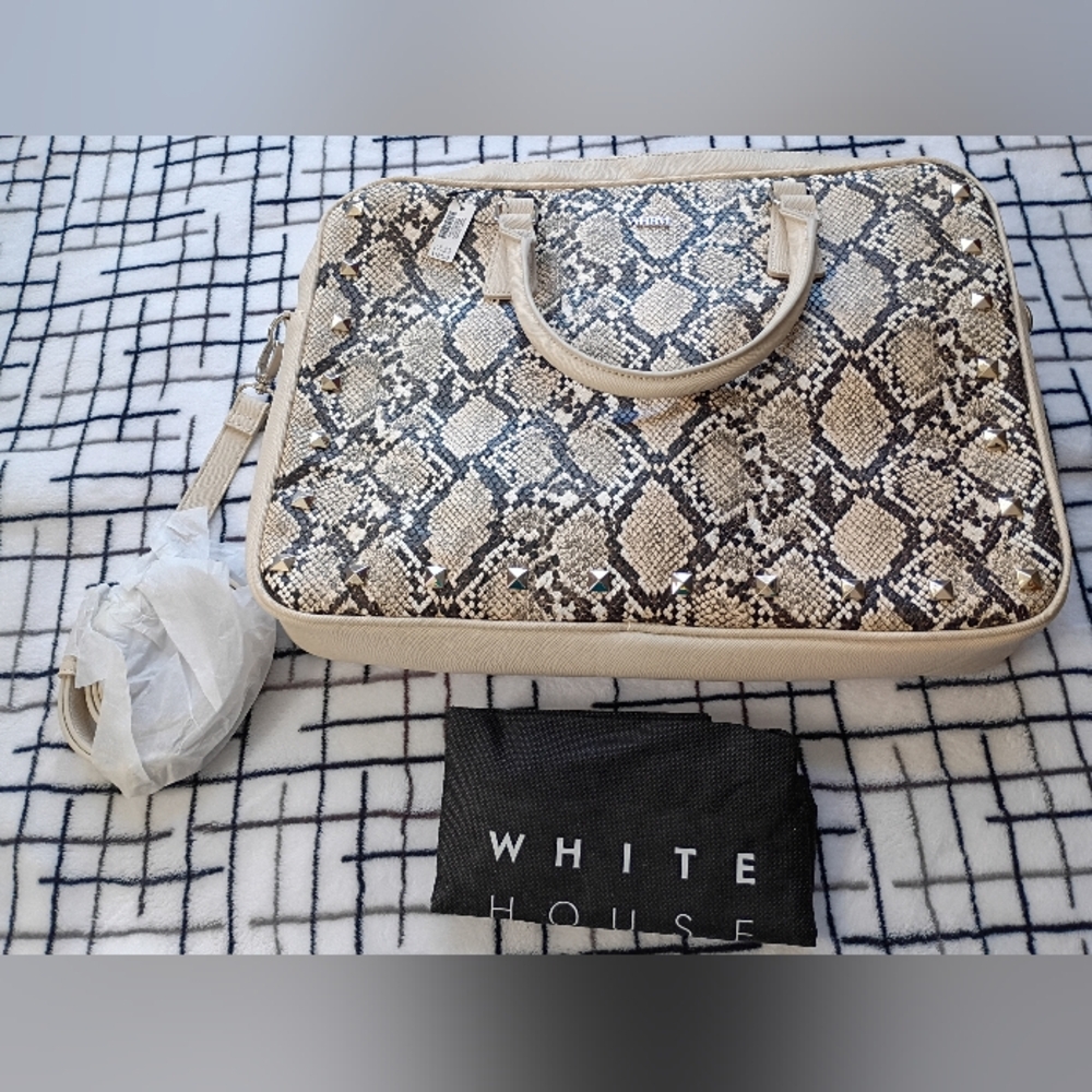 White House Black Market Snake Print Laptop Case Briefcase NWT